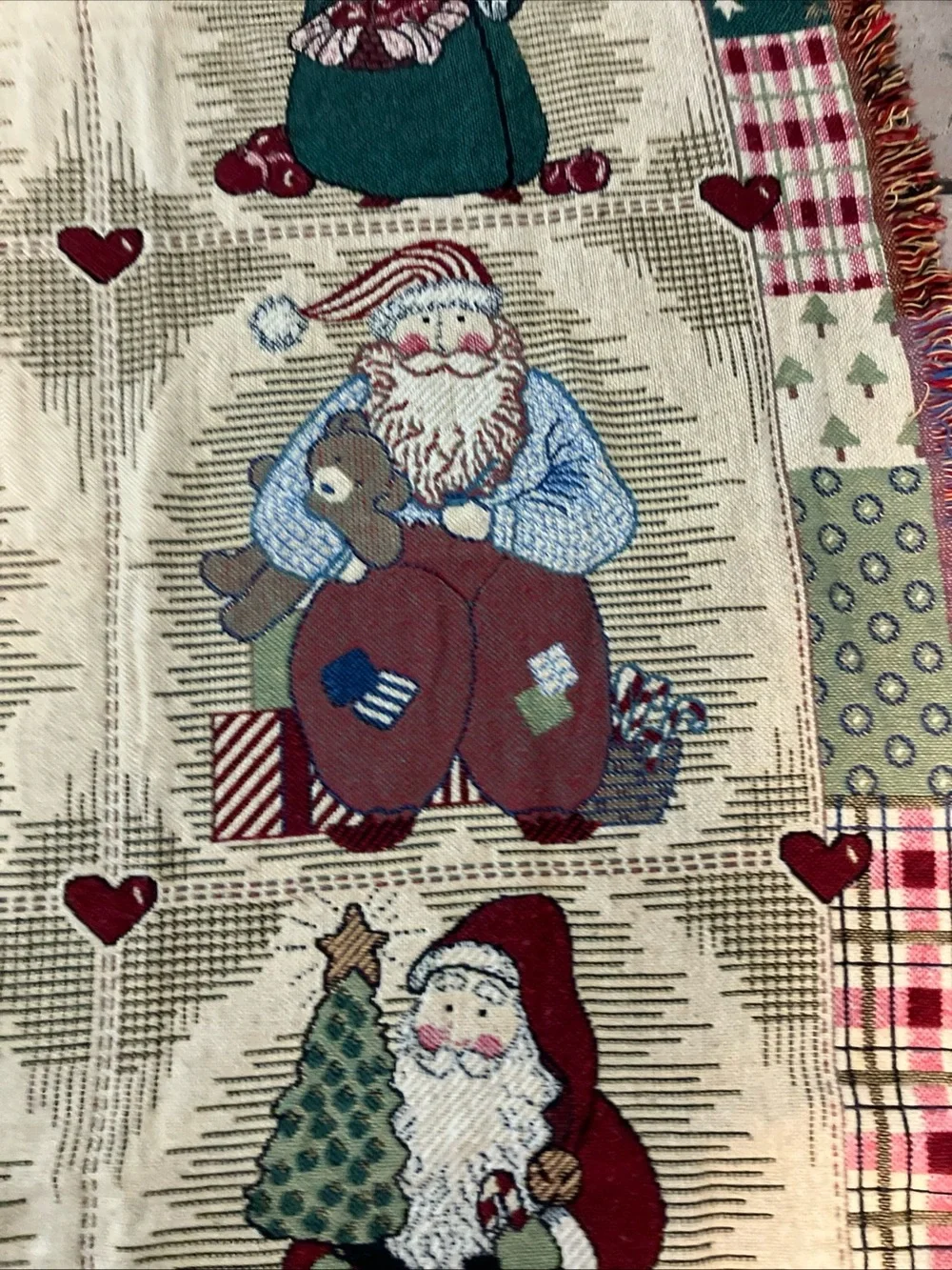 O. S. Buck Baldwin Holiday Santa Patchwork Throw Blanket - Multi